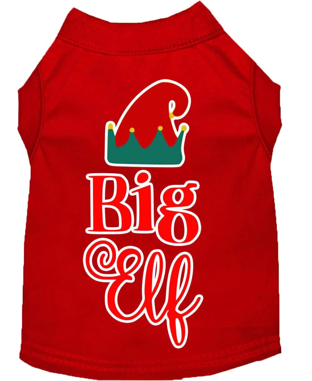 Christmas Pet Dog & Cat Shirt Screen Printed, &quot;Big Elf&quot; Yellow MD (6-10 lbs.)