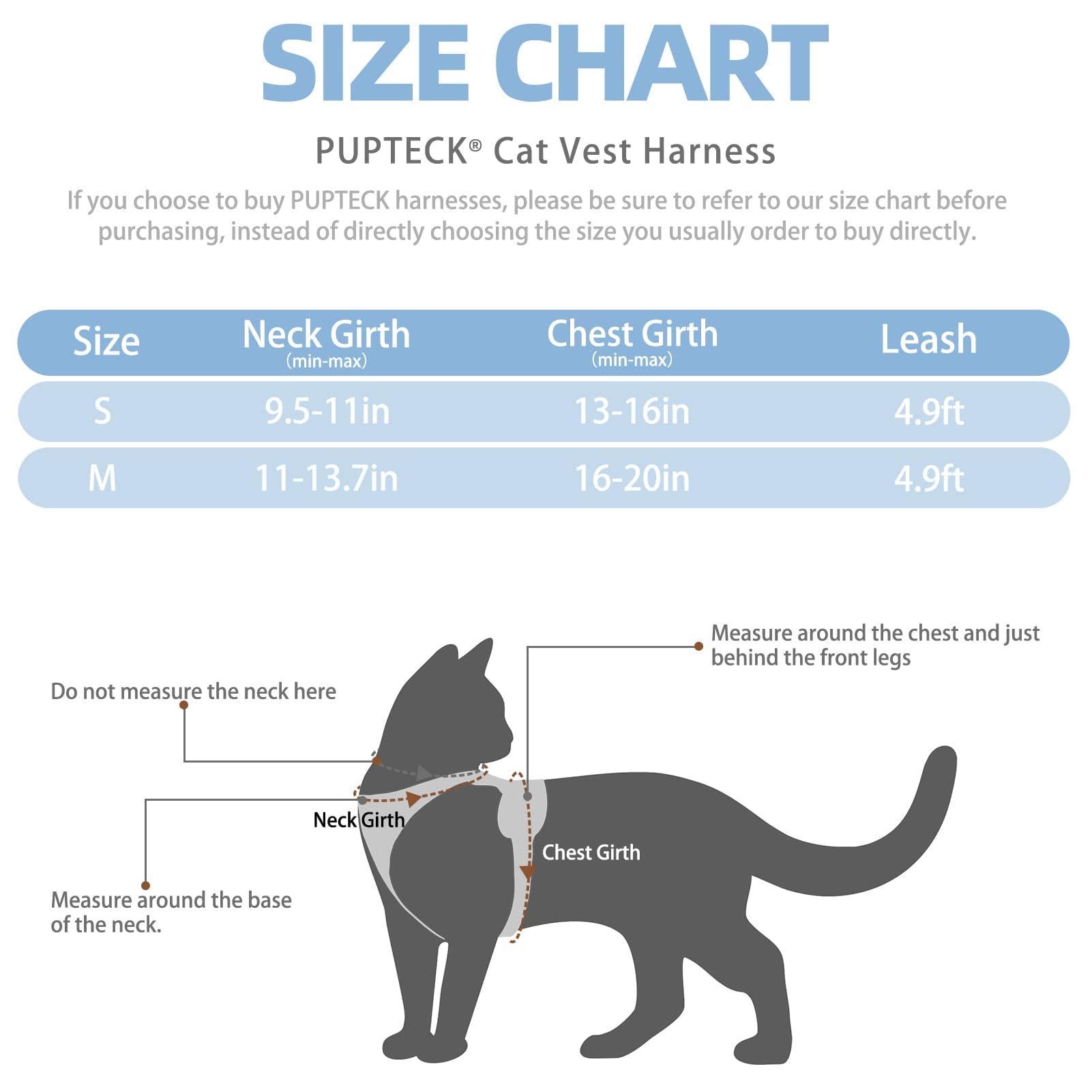 Pupteck Cat Harness And Leash Set Escape Proof Reflective Cat Walking Harness Adjustable Soft Breathable Mesh Vest For Small Pets, Sky Blue, M