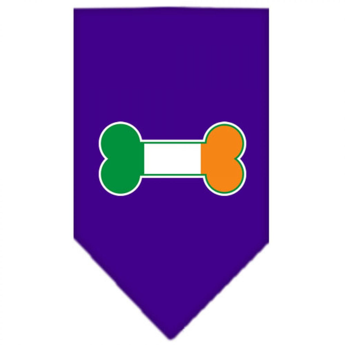Pet and Dog Bandana Screen Printed, &quot;Bone Shaped Flag Ireland&quot; Purple Large