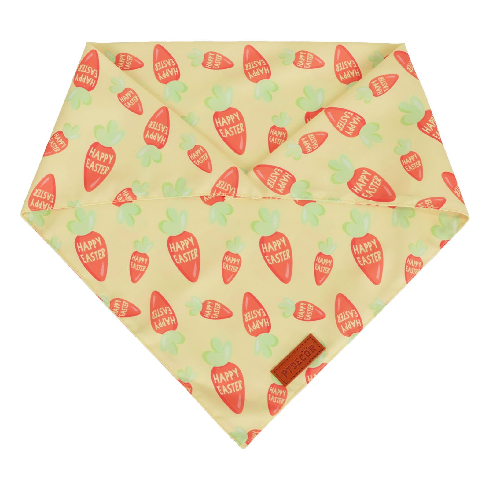Ptdecor Easter Dog Bandana, Green And Yellow Rabbit Carrot Reversible Holiday Dog Scarf, Multi Size, Triangle Pet Easter Bandana