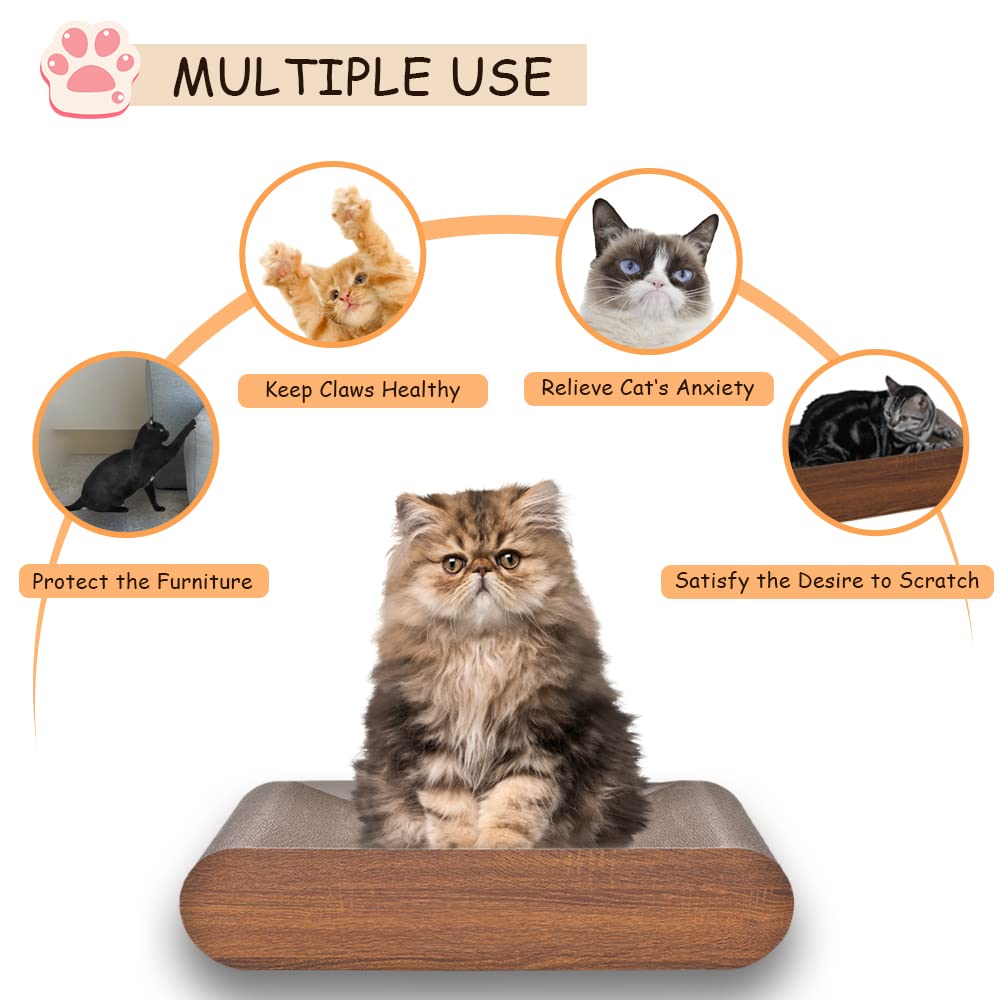 Fluffydream Cat Scratcher Cardboard, Scratching Pad House Bed Furniture Protector, Infinity Shape (Wood, Reversible Wood)