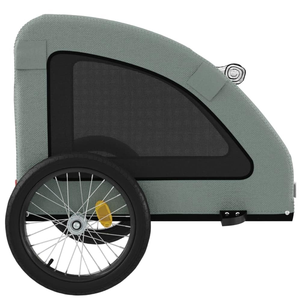 vidaXL Pet Bike Trailer in Gray- Oxford Fabric & Iron Build with PVC Cover, Mesh Windows, Reflective Elements, and Versatile Transport Use