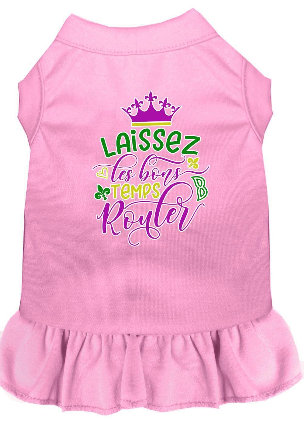 Mirage Pet Product Laissez Les Bons Temps Rouler Screen Print Mardi Gras Dog Dress Bright Pink Sm