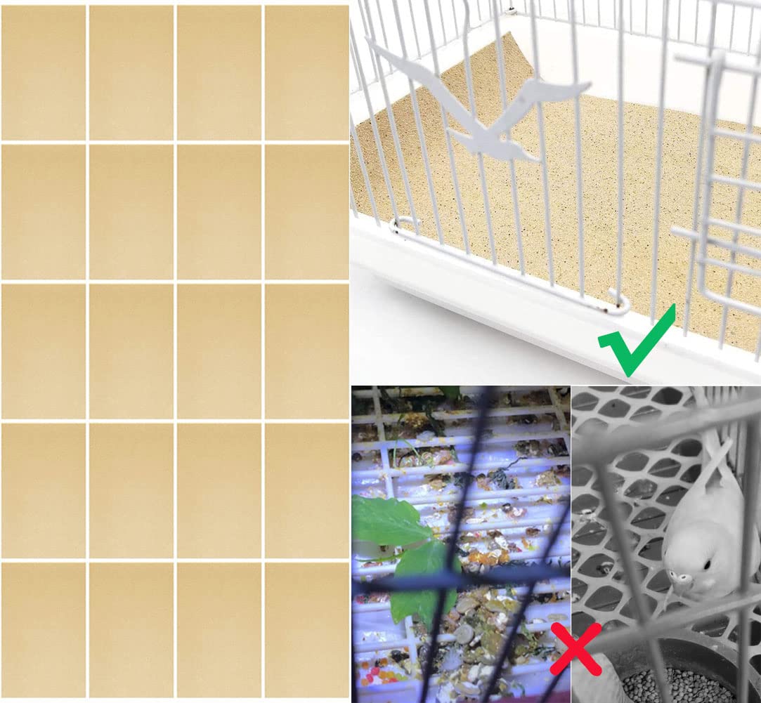 40Pcs Gravel Liner Paper For Bird Cage,11X17 In Bird Cage Liner Paper-Gravel Paper Special For Bird Cage In Sea Sand,Parrot Cage
