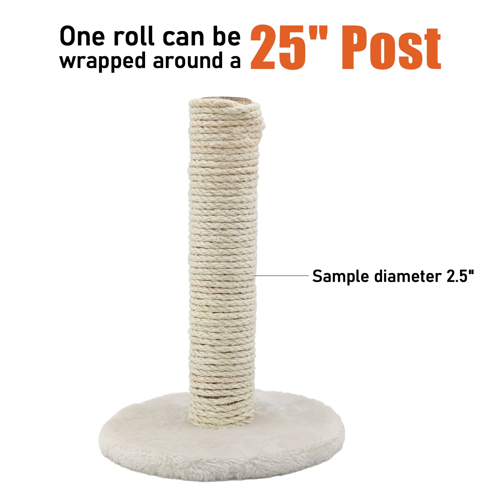 Xrzitky Natural Sisal Rope For Cat Scratcher, 1/4 Inch 65Ft Sisal Rope For Cat Scratching Post Repair Replacement, Multi Color C