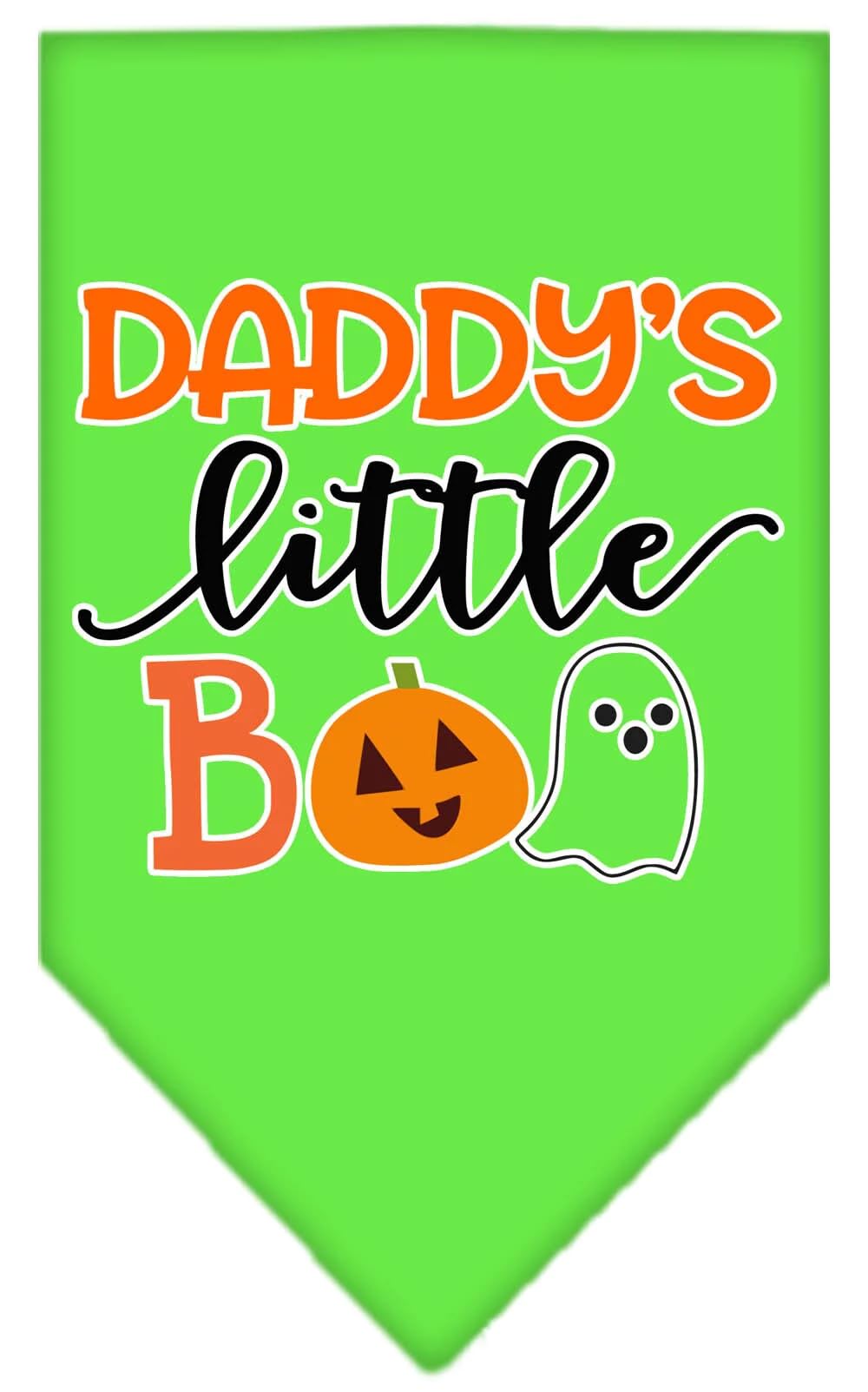 Halloween Pet and Dog Bandana Screen Printed, "Daddy's Little Boo" Emerald Green Small