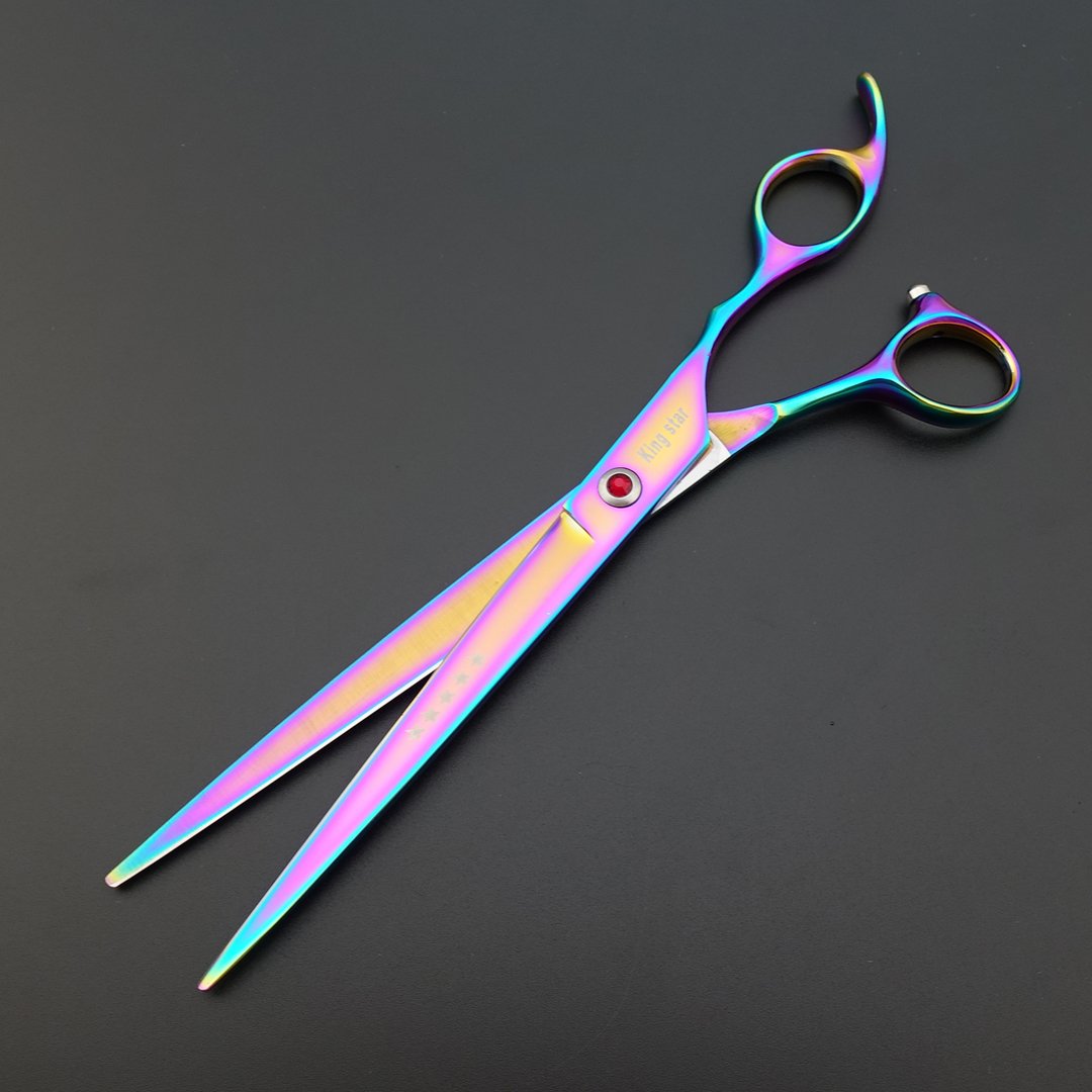 Kingstar 8.0In. Professional Pet Grooming Scissors Set,Titatium Plated Straight & Thinning & Curved Scissors Set With Comb,Dog G
