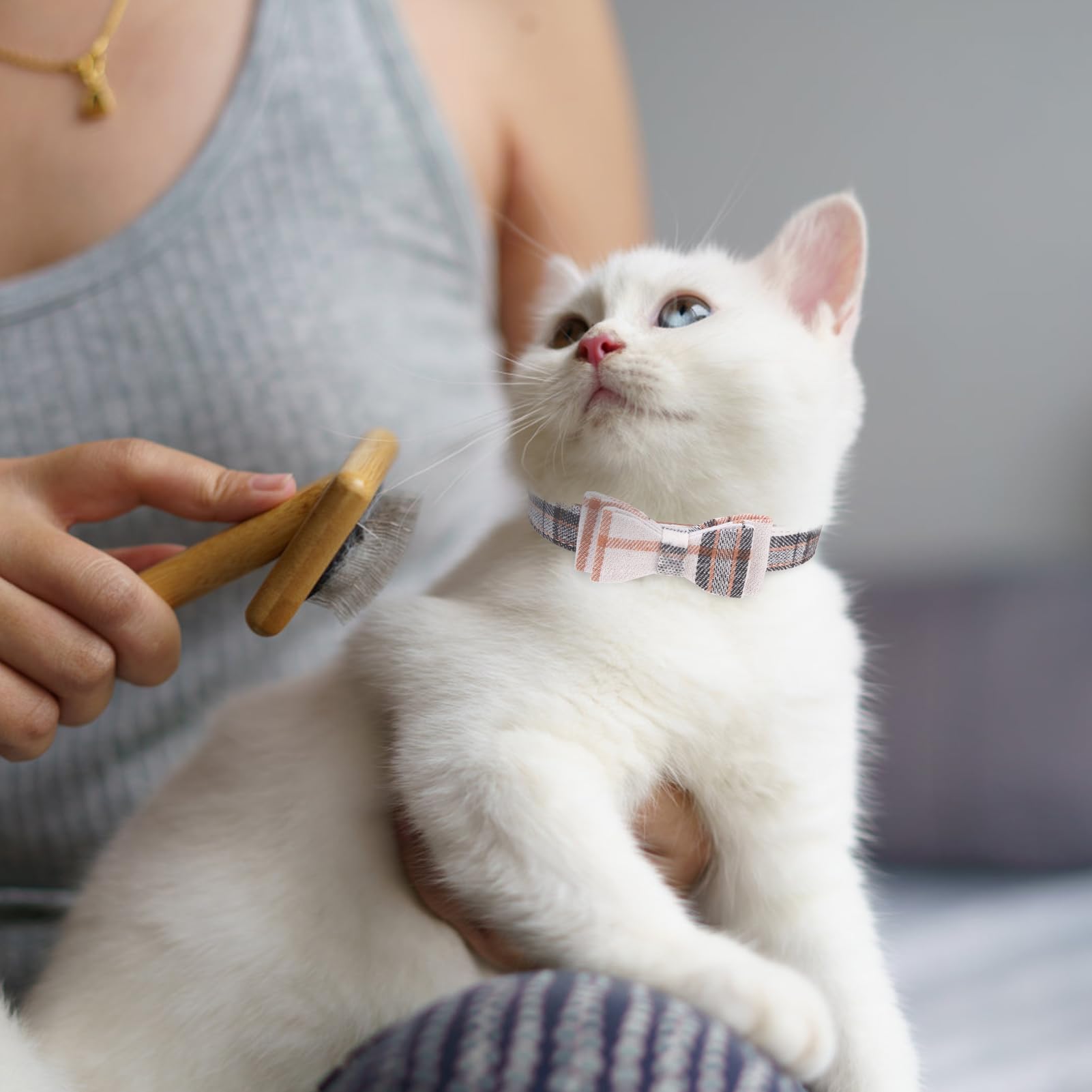 Expawlorer Dog Collar And Leash Set - Classic Plaid Medium Dog Collar With Bow Tie, Cute Collar And Leash Set, Adjustable Dog Co