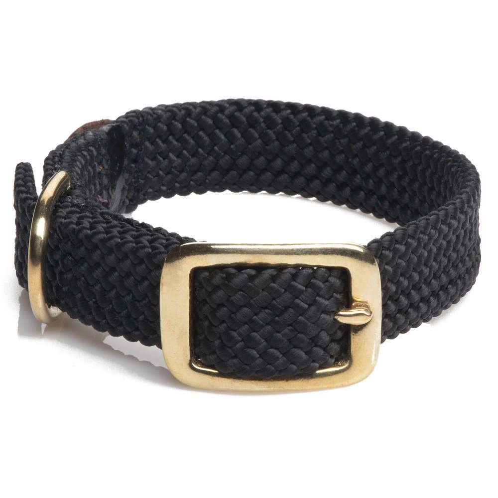 Mendota Pet Double Braid Collar - Brass - Dog Collar - Made In The Usa - Black, 9/16 In X 14 In Junior