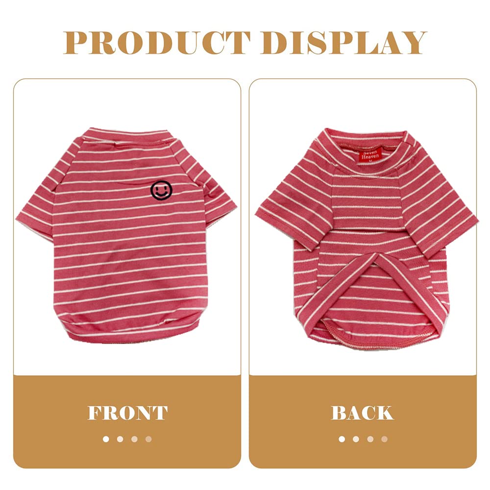 Matching Dog And Owner Clothes,Pink Striped Dog Shirts For Small Dogs,100% Cotton Small Dog Shirt T-Shirt Girl Boy With Smiley F