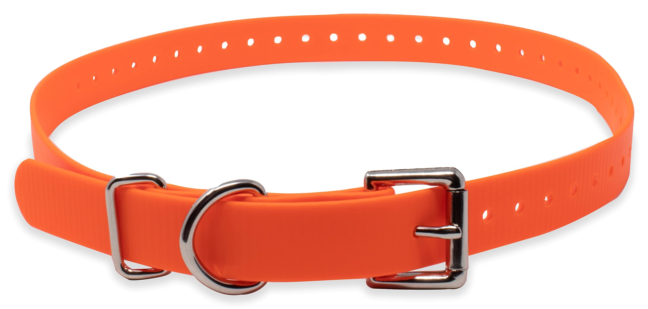 Educator Biothane Dog Collar, Waterproof, Odorproof, Metal Buckle And D Ring, Adjustable For Custom Fit, Cool And Comfortable, For Small, Medium, Or Large Dogs, 3/4-Inch, Orange