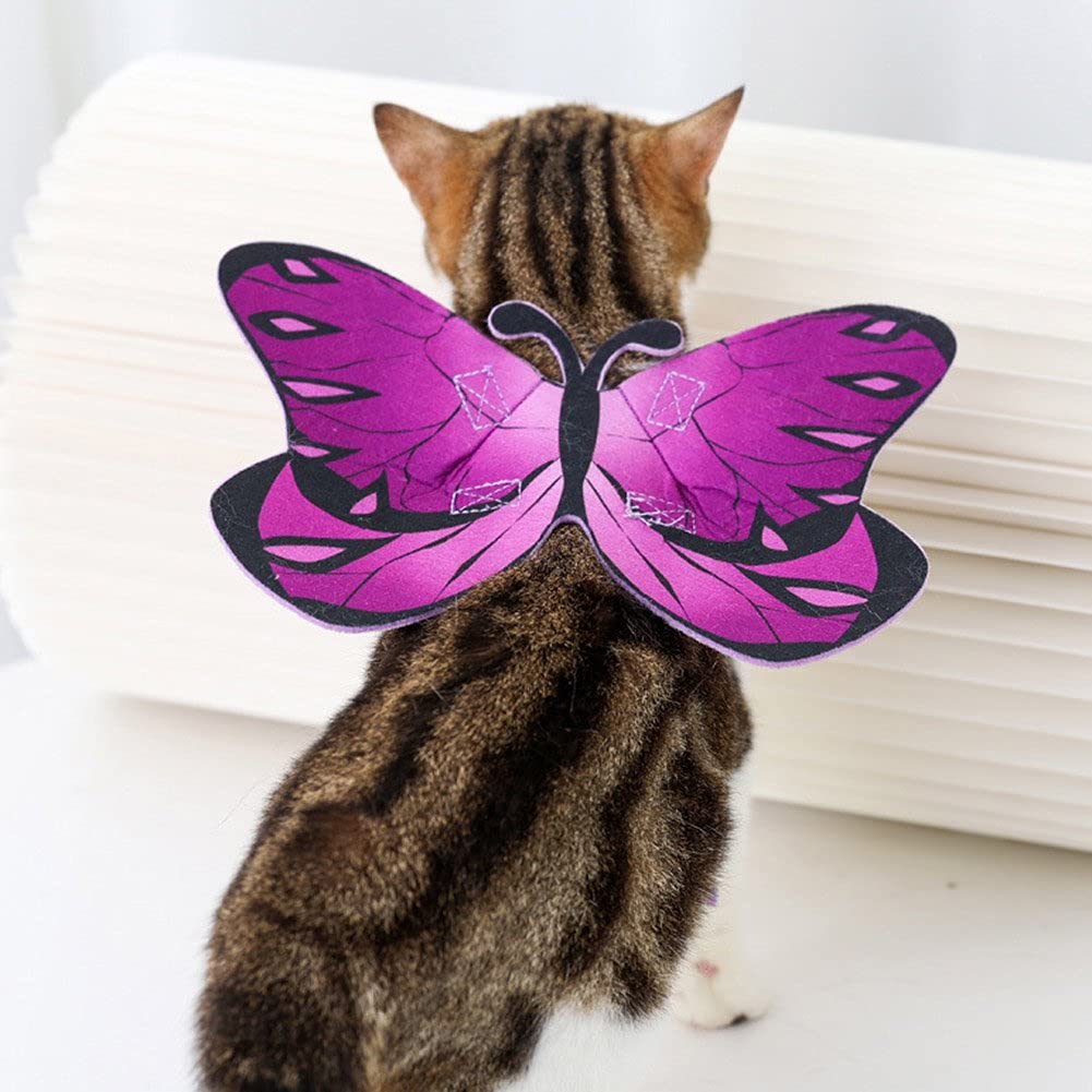 Cat Butterfly Costume Halloween Wings For Small Dogs And Cats, Puppy Cat Apparel Clothes For Halloween Party Decoration (Purple)