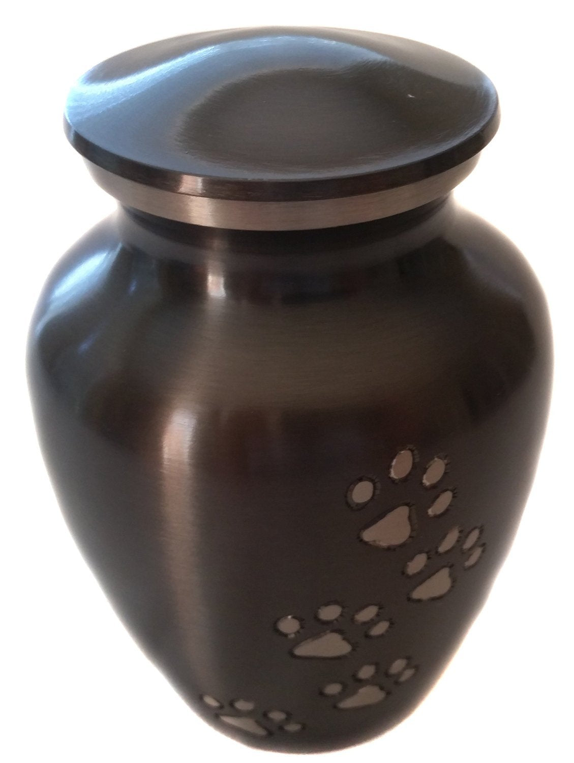 Best Friend Services Pet Urn - Ottillie Paws Legacy Memorial Pet Cremation Urns For Dogs And Cats Ashes Hand Carved Brass Memory Keepsake Urn (Ebony, Vertical, Pewter Paws, Medium)