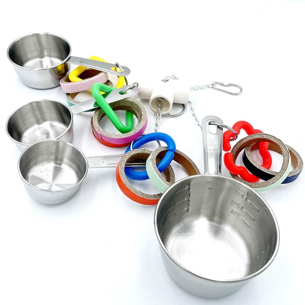 Gilygi Stainless Steel Chewable Parrot Toys With Pullable Pots, Cardboard Rings - Durable Bird Toys For Medium And Large Parrots Amazons, Mini Macaws, African Greys, Cockatoos, Eclectus