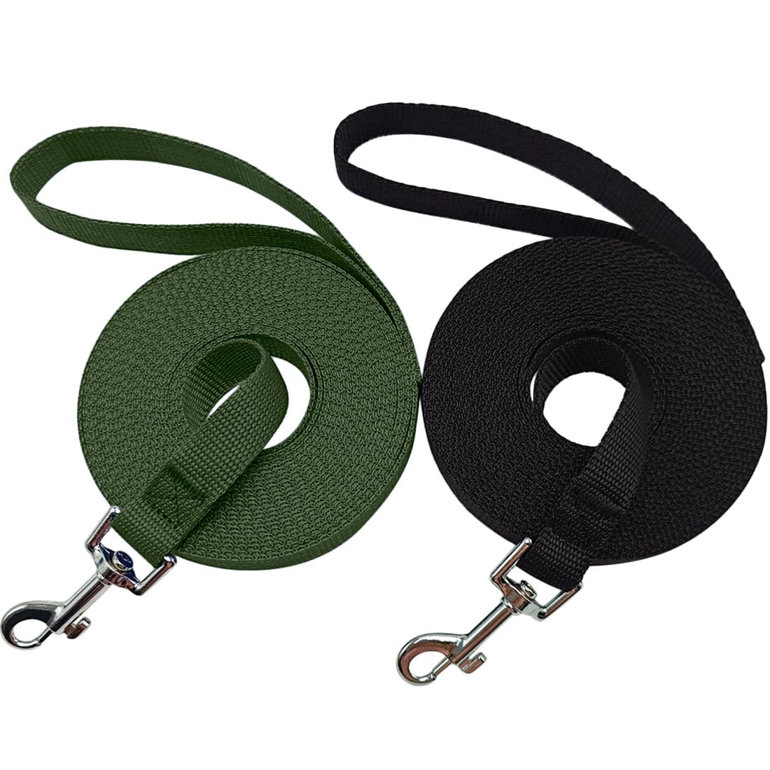 Wyuze 2 Pack Flat Nylon Dog Leash, 6/10/20 Ft Long Recall Training Lead, 3/4 Inch Wide Traditional Pet Leash For Small Medium Do