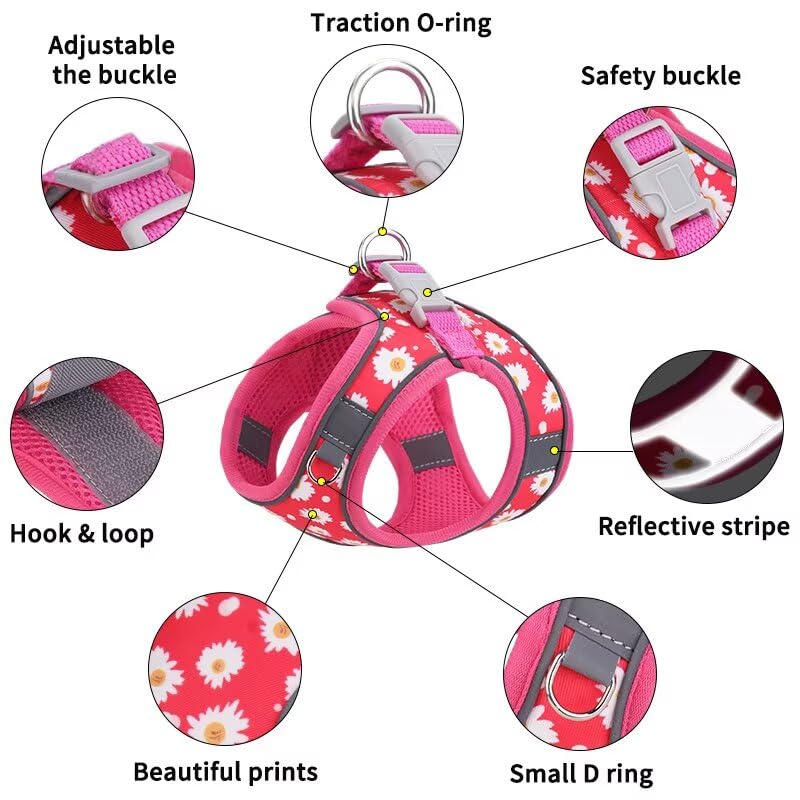 Dog Harness Small Sized Dog - No Pull Reflective Adjustable - Step-In For Small, Medium, Large Dogs & Cats- Easy Control, Comfor