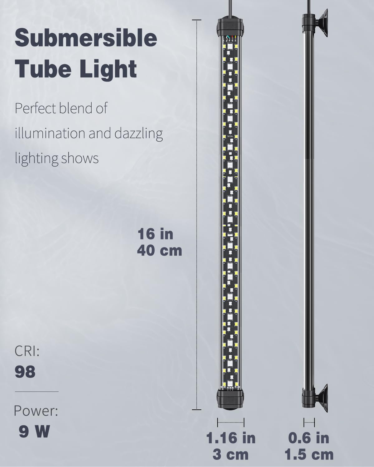 Pawfly 8 W Aquarium LED Light 16 Inch 24/7 Fish Tank Light with Full Spectrum IPX8 Waterproof Light Multi-Colored LEDs with D/N