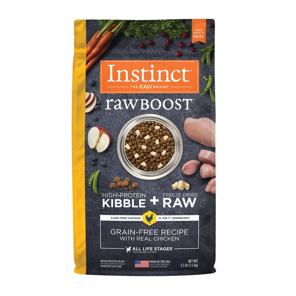 Instinct Raw Boost, Natural Dry Dog Food with Freeze Dried Pieces, High Protein, Grain Free Recipe - Real Chicken, 3.5 lb. Bag