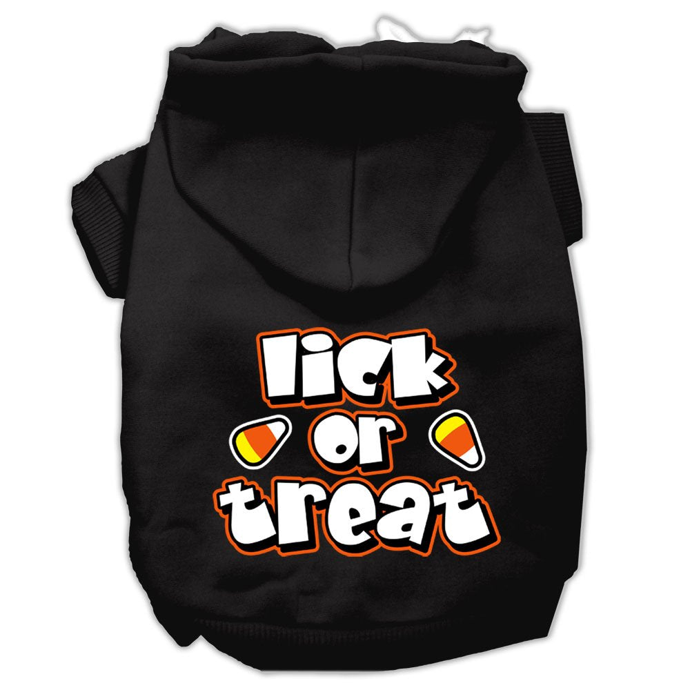 Halloween Pet, Dog & Cat Hoodie Screen Printed, 'Lick Or Treat' Black Xl (14-20 Lbs.)