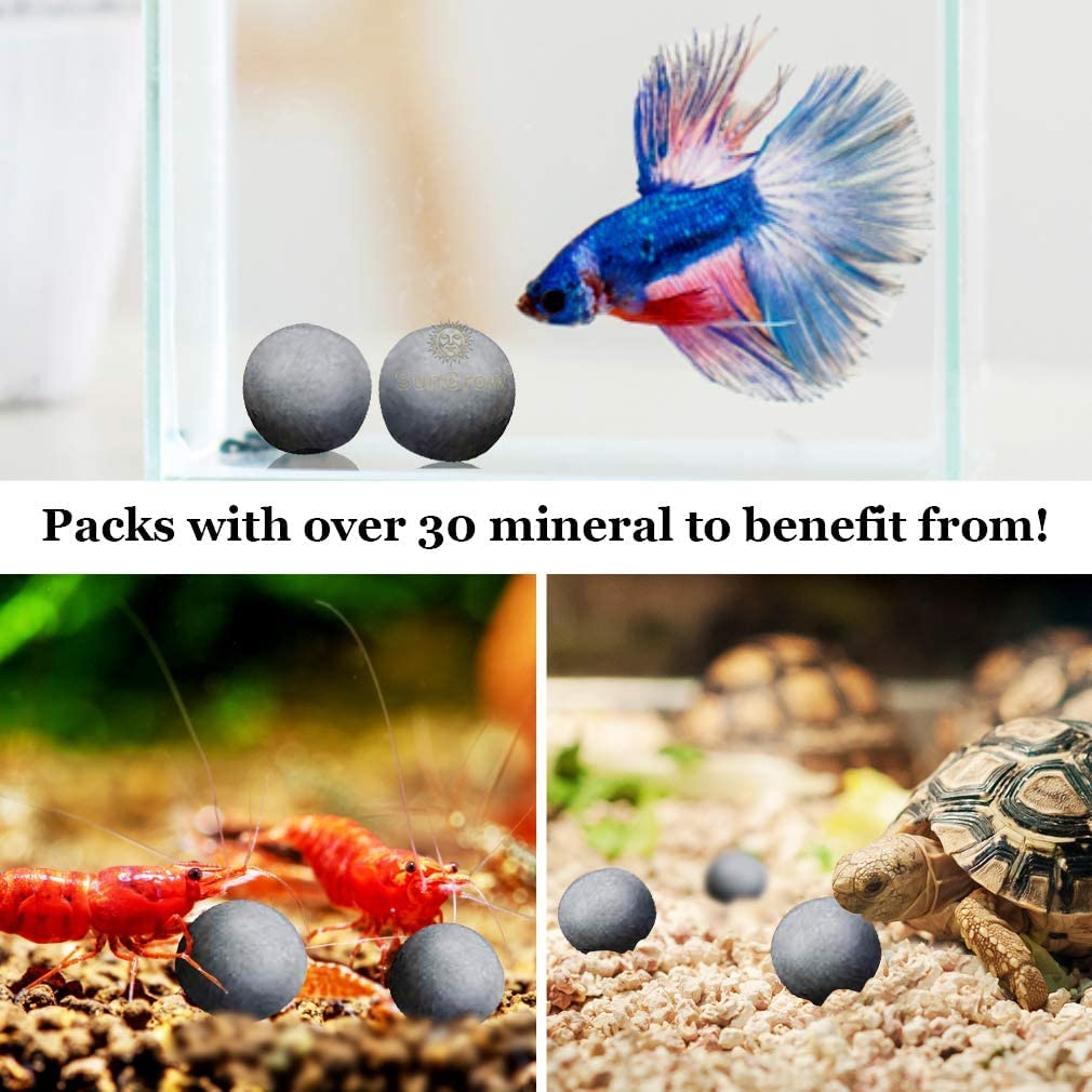 SunGrow Snail and Crayfish Energy Balls, Calcium-Rich Gray Pearls, 10 Count - Functional Aquarium Decor for Invertebrates