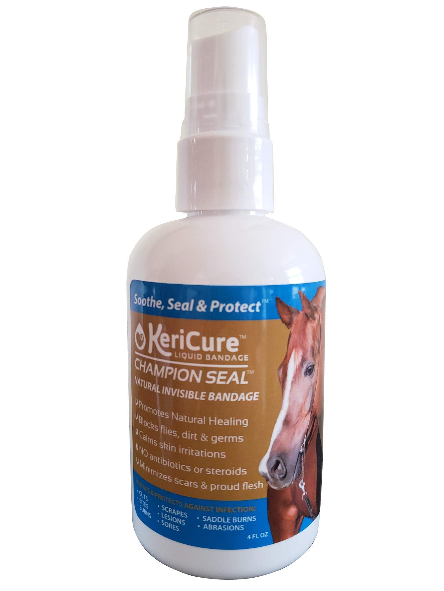 KeriCure 8 oz Champion Seal Spray On Liquid Bandage for Horses/Large Animals