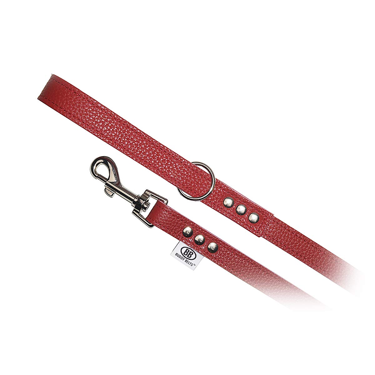 Buddy Belt All Pebble Grain Leather Red Leash - Premium Edition (1/2 X 4')