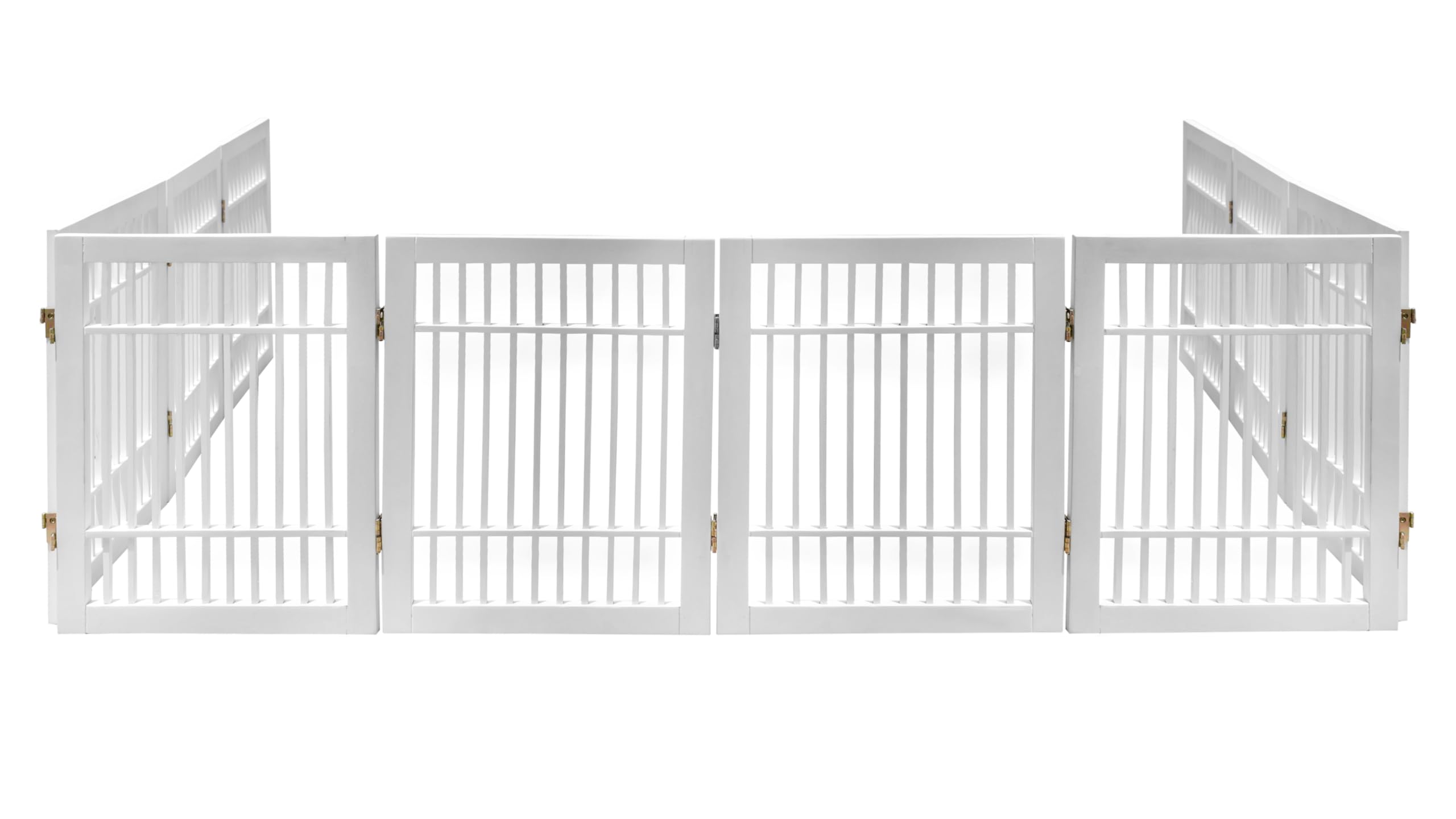 Pet Dog Gate Strong and Durable Freestanding Folding Acacia Hardwood Portable Wooden Fence Indoors or Outdoors by Urnporium (Whi
