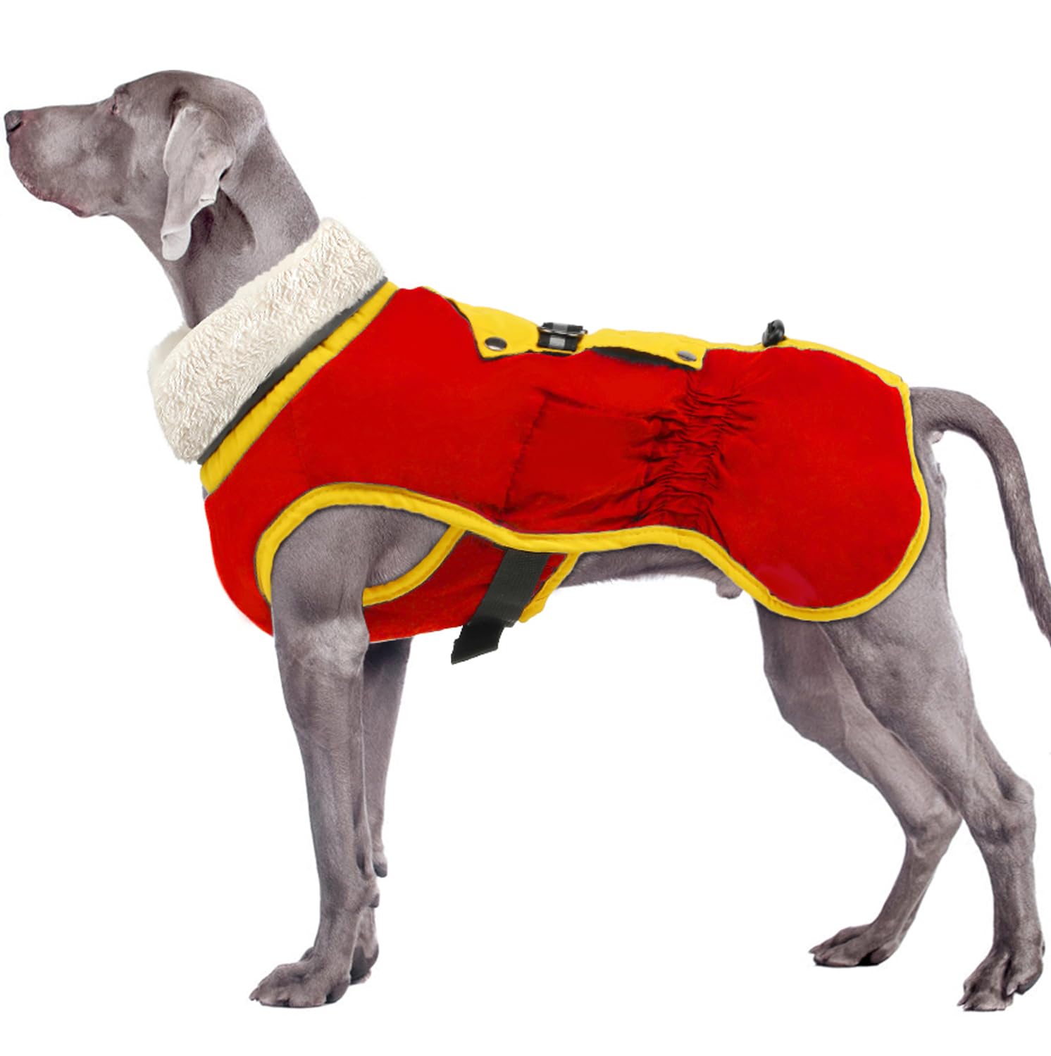 Emust Winter Dog Jackets - Adjustable Buckle Warm Coat, Windproof Reflective Turtleneck Vest With Drawstring, Rosepink L, Burgun