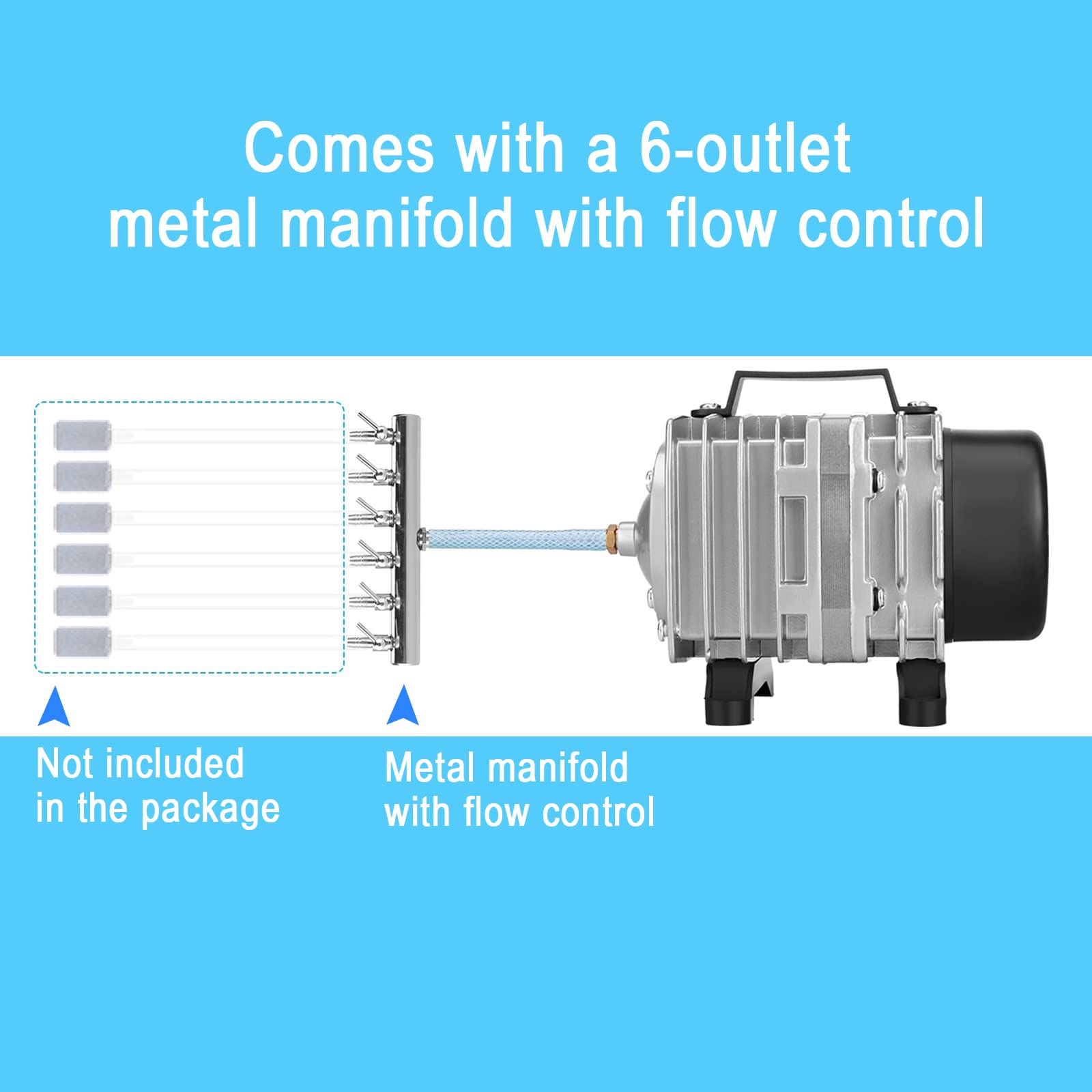 Aquarium Air Pump - Aquamiracle Air Pump For Fish Tank, Hydroponic Air Pump, Fish Tank Air Pump Bubbler Pond Aerator, 600Gph Com