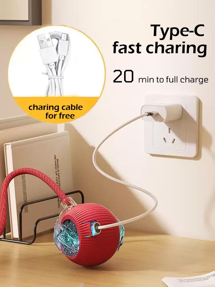 Interactive Cat Toy Rolling Ball With Tail Rope For Indoor Cats, Electric 360 Smart Automatic Moving Dog Toy To Keep Them Busy,