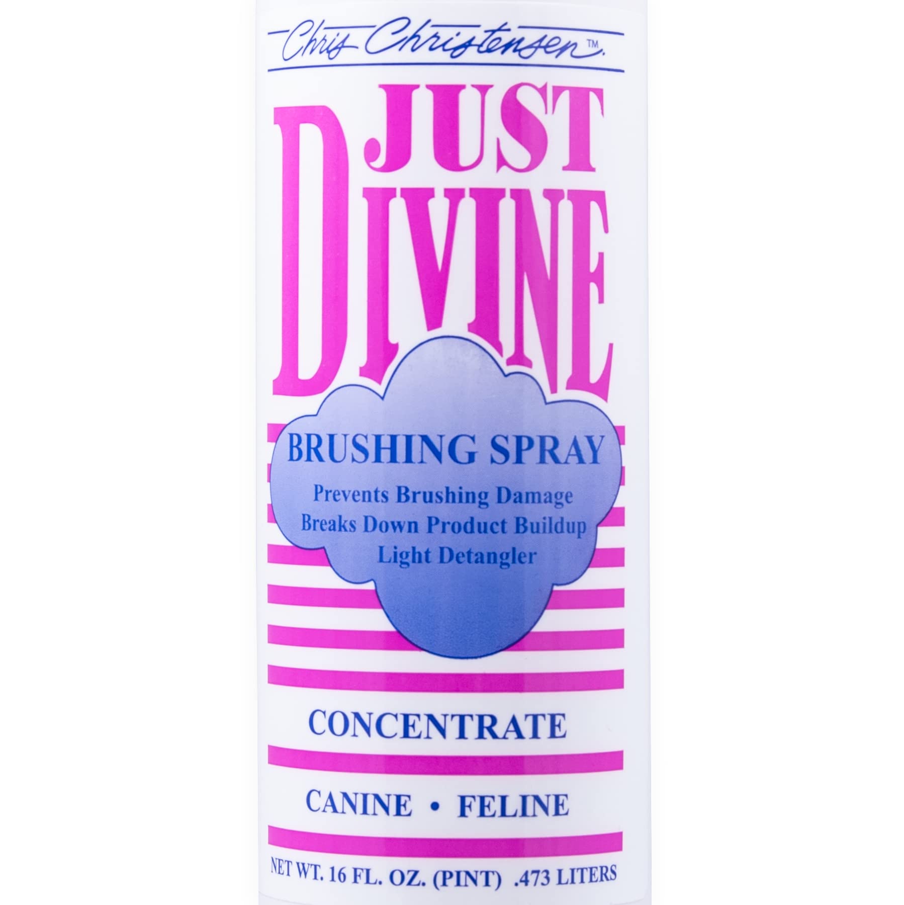 Chris Christensen Just Divine Dog Brushing Spray Concentrate, Groom Like a Professional, Prevents Brushing Damage, Light Detangl