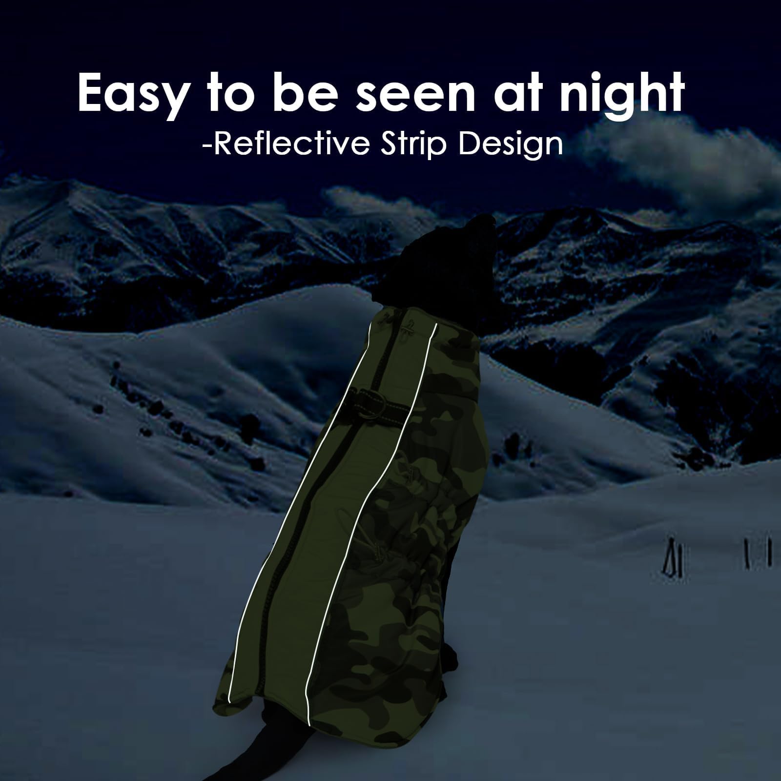 IKIPUKO Dog Coat - Warm Zip Up Snowsuit for Large Dogs, Reflective, Water-Resistant, Camouflage