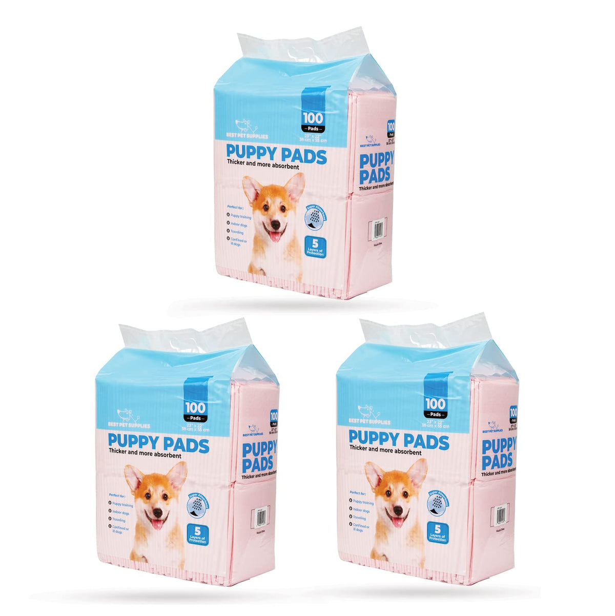 Best Pet Supplies Disposable Puppy Pads For Whelping Puppies And Training Dogs, 300 Pack, Ultra Absorbent, Leak Resistant, And T
