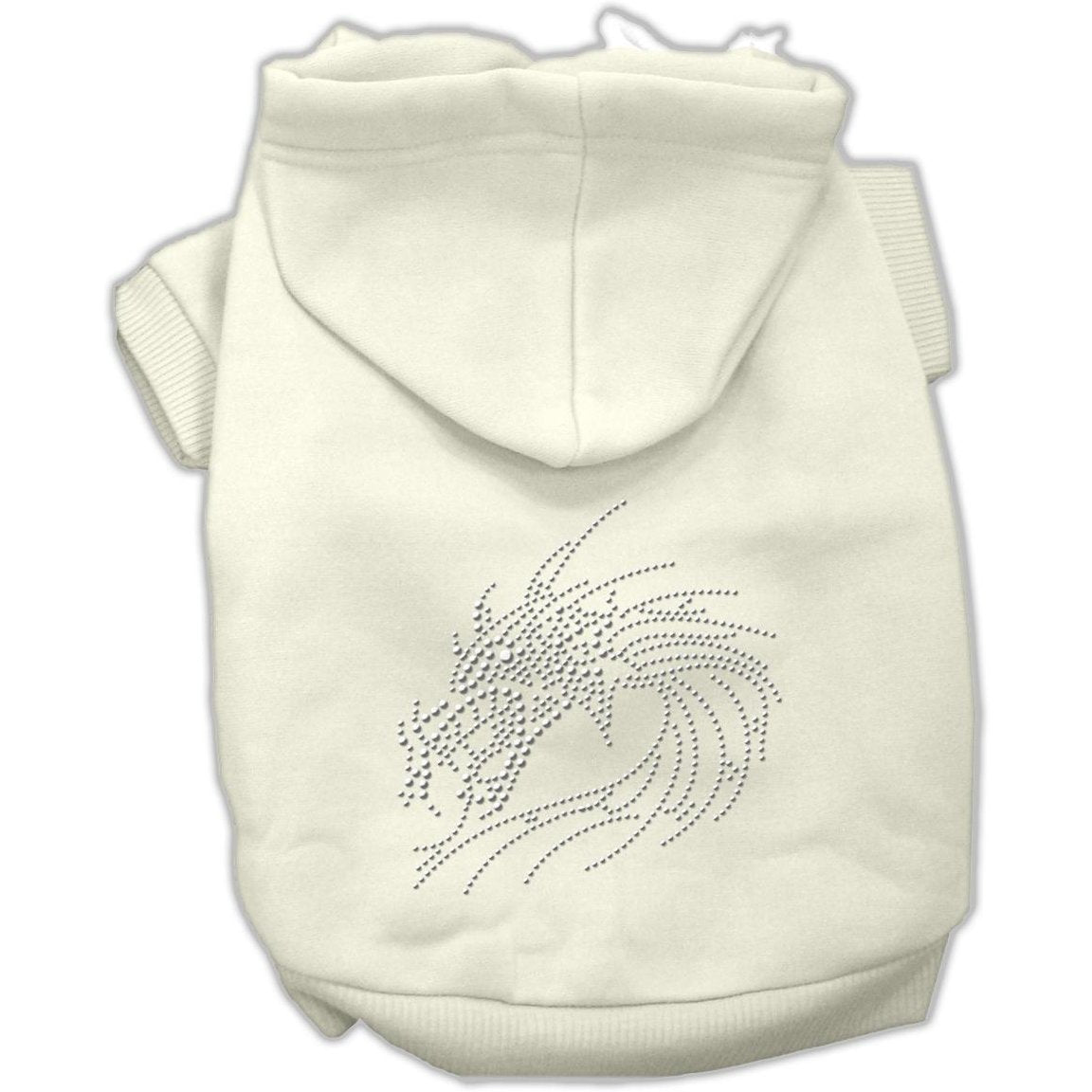 Pet, Dog & Cat Hoodie Rhinestone, &quot;Dragon&quot; Cream XS (0-3 lbs.)