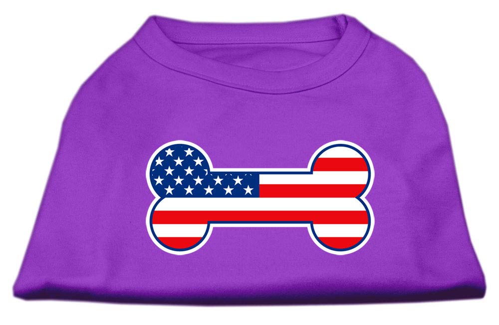 Pet Dog & Cat Shirt Screen Printed, &quot;Bone Shaped American Flag&quot; Purple XS (0-3 lbs.)