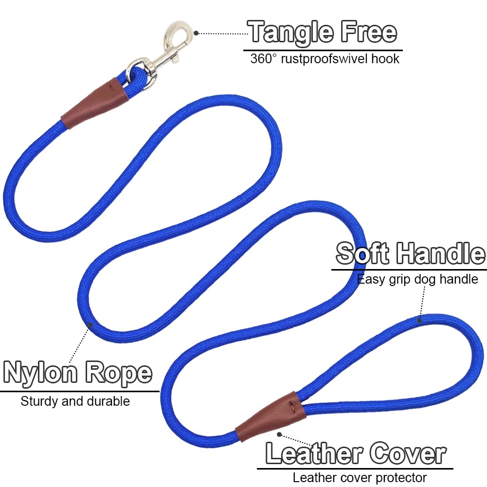 Sepxufore Small Dog Leash, 1/4'' By 6/8/10 Ft Lightweight Strong Nylon Rope Leash, Bright Classic Leasd For Small Pets/Puppy/Cat