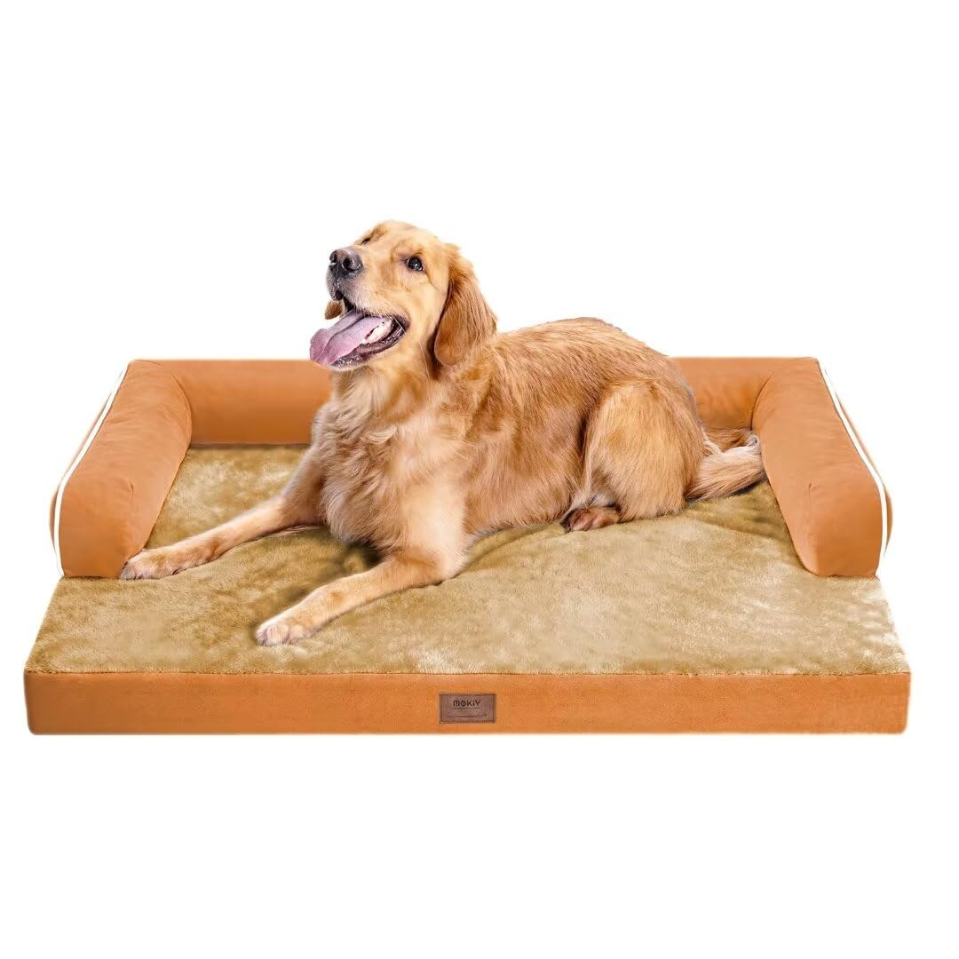 Large Dog Bed Orthopedic Washable, Orthopedic Dog Beds For Large Dogs, Washable Cover Removable Bolster And Non-Slip Bottom Pet 