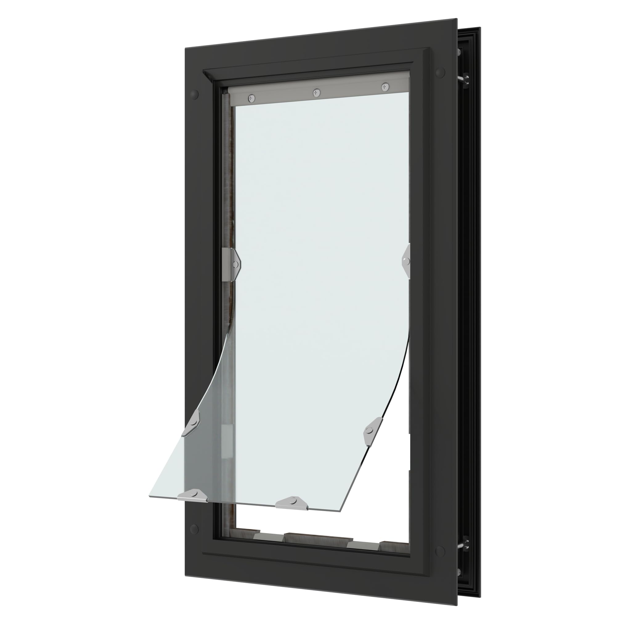 Liberty Pet Door For Doors | Clear Vinyl Dog & Cat Flap For Interior & Exterior Doors | Durable Rust-Free Aluminum Frame | Black