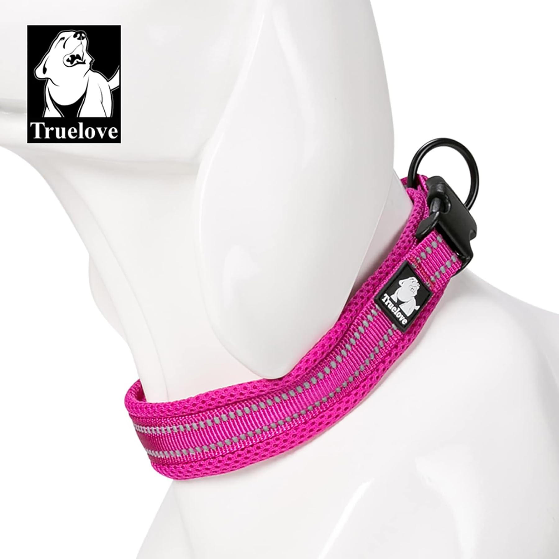 Truelove Dog Collar Reflective Premium Duraflex Buckle,High Grade Nylon Webbing No Choke Basic Collars Tlc5011(Fushcia,Xs)