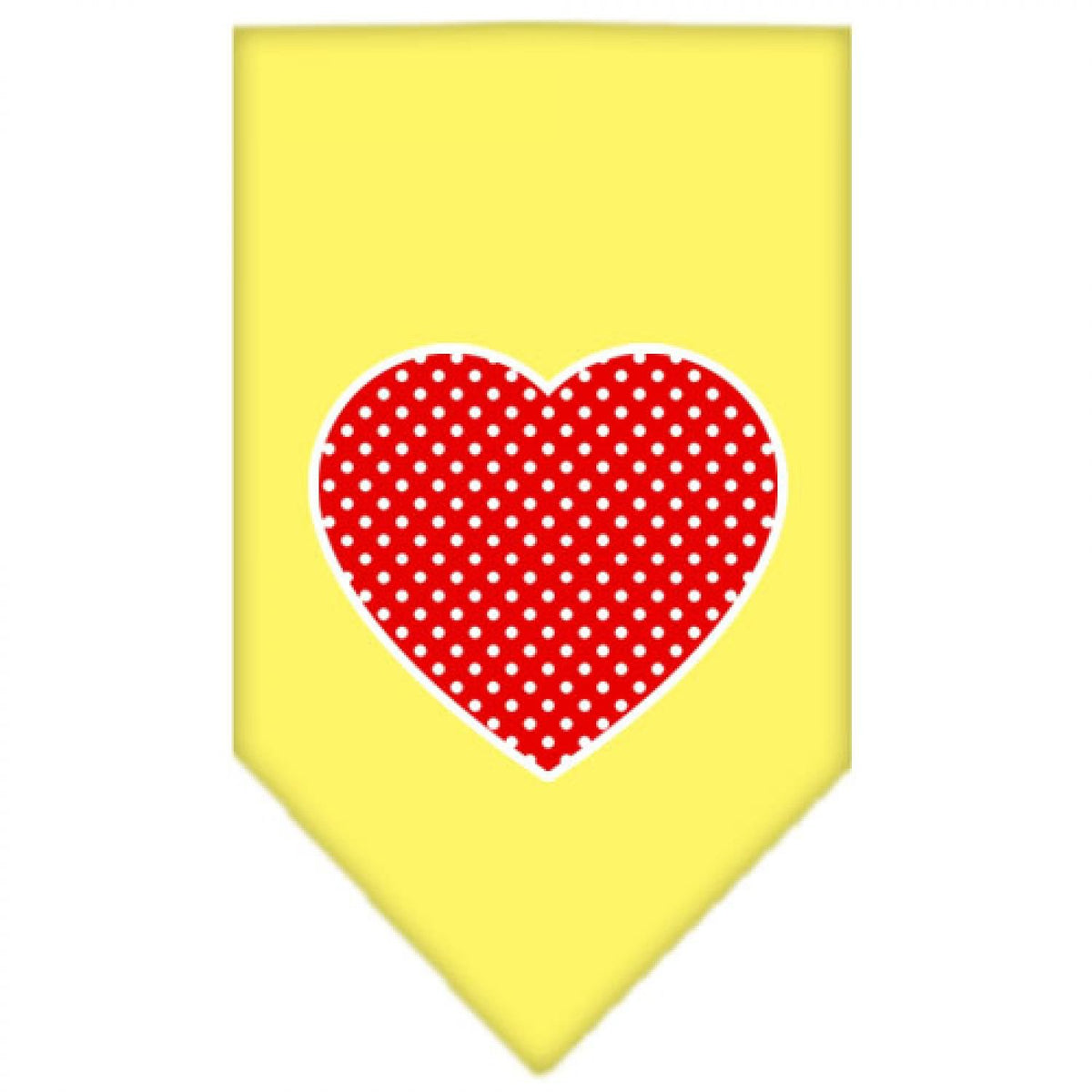 Pet and Dog Bandana Screen Printed, &quot;Red Swiss Dot Heart&quot; Yellow Small