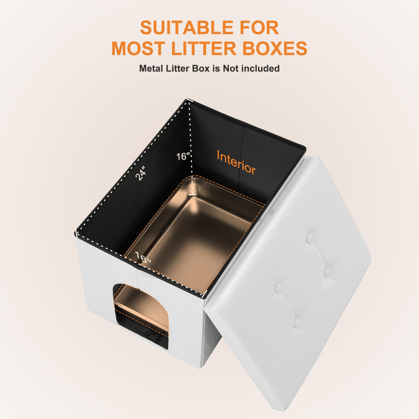 Meexpaws Cat Litter Box Enclosure Furniture Hidden, Cat Washroom Bench Storage Cabinet |Large 25.6'' X 17.7'' X 17.7''| Dog Proo