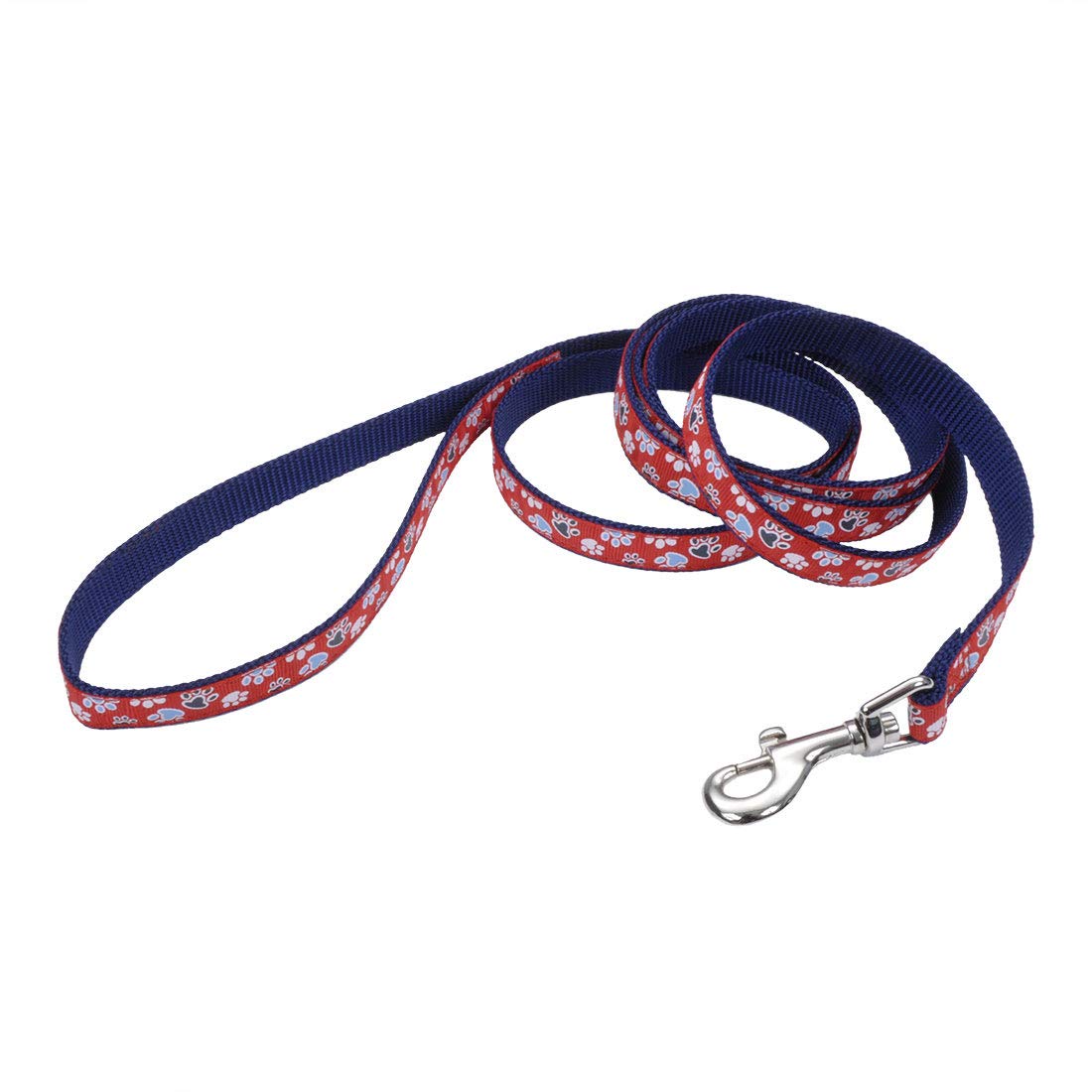Coastal Pet Ribbon Dog Leash - Contemporary Stylish Look - Durable Fade-Resistant Nylon Material - Perfect For Dogs Red With Paws, 5/8' X 06'