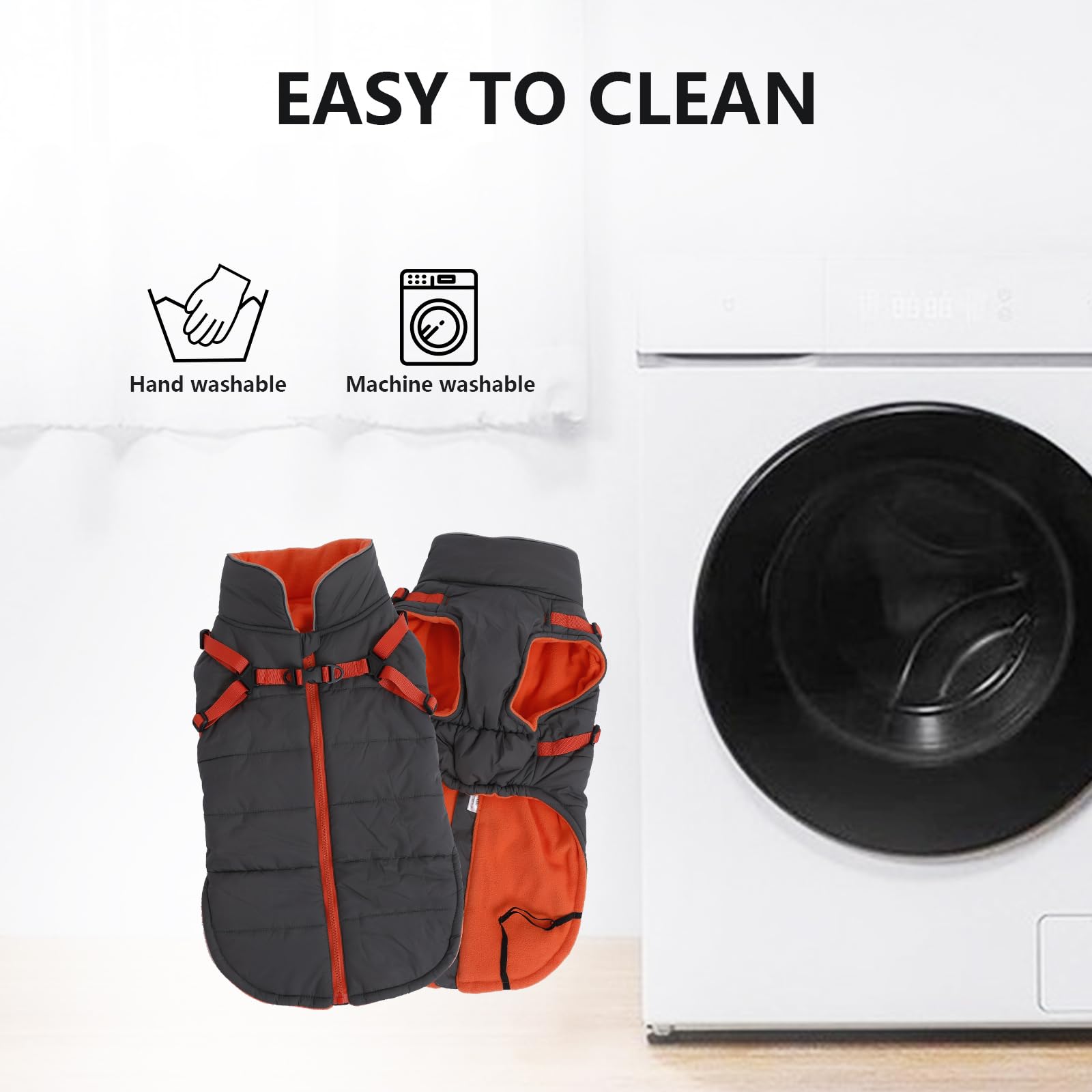 Geyecete Winter Warm Coat Waterproof Dog Winter Jacket With Harness Traction Belt,Windproof Pet Outdoor Jacket Dog Autumn- Can Be Personalized-Gray-S