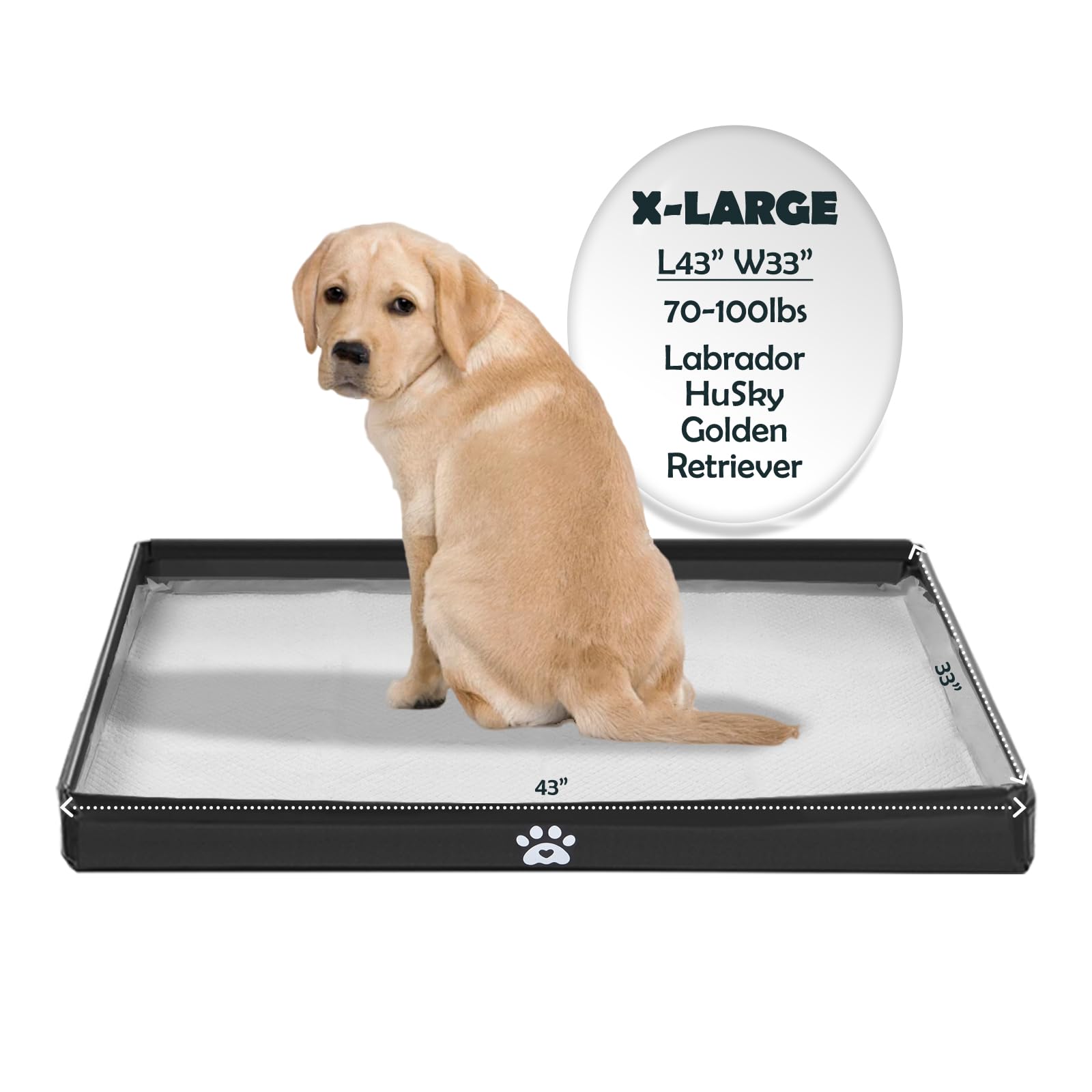 Meexpaws Dog Pee Pad Holder Foldable, Puppy Pad Holder Liner Base High Side, Dog Litter Box Indoor 44X33, Training Leak-Proof Ea