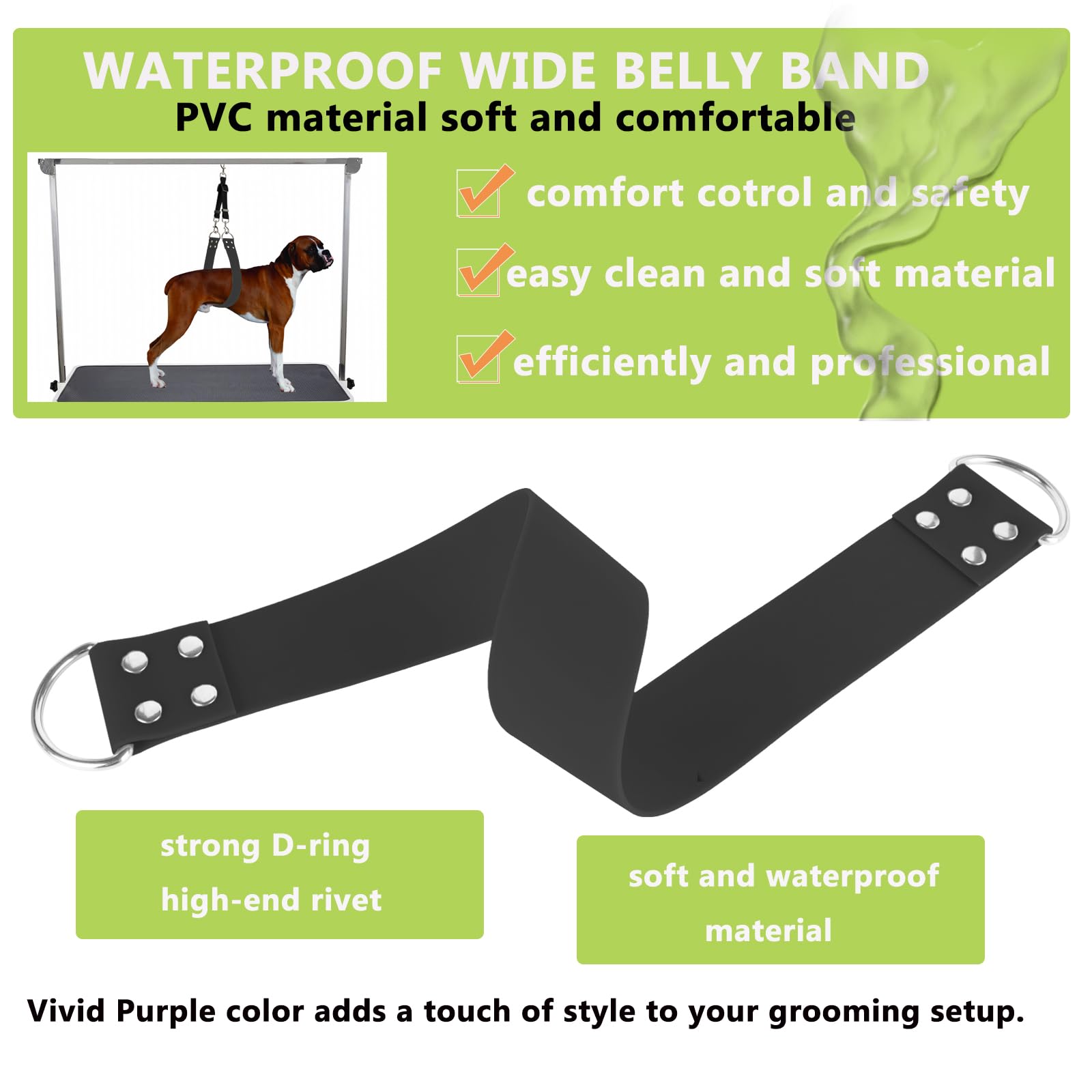 Pet Dog Grooming Belly Straps - Pet Dog Grooming Loops Black Groomer Belly Support Band Wide Waterproof Strong Pvc Belly Loop Gr