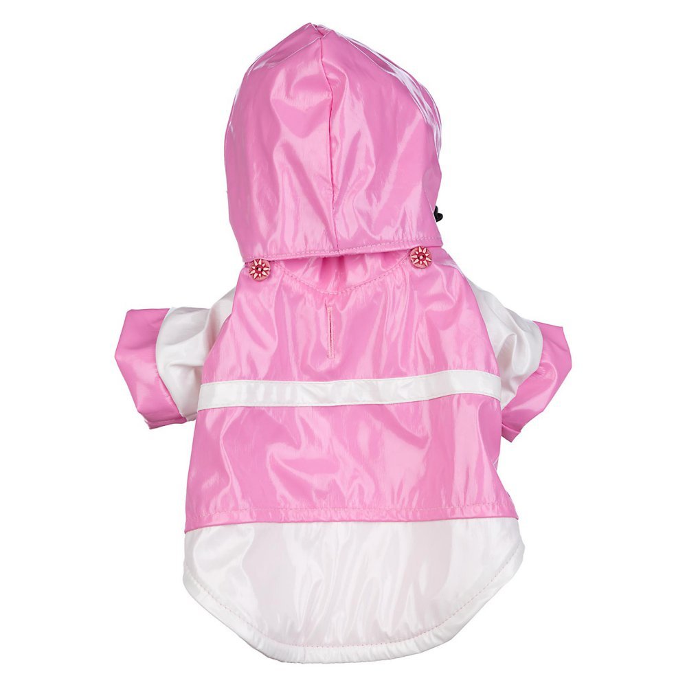Pet Life Dpf34503 Pvc 2-Tone Raincoat With Removable Hood For Dog, Small, Pink/White