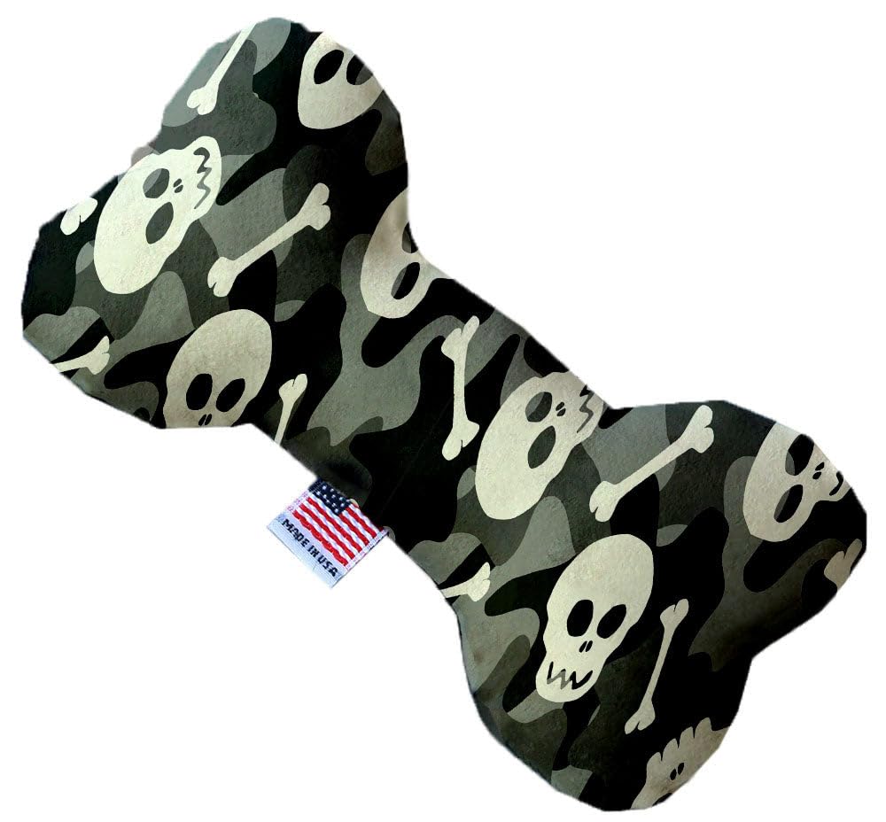 Pet and Dog Plush Heart or Bone Toy, &quot;Skulls Group&quot; (Available in different sizes, and 12 different pattern options!) Gray Camo Skulls 10&quot; Plush Bone