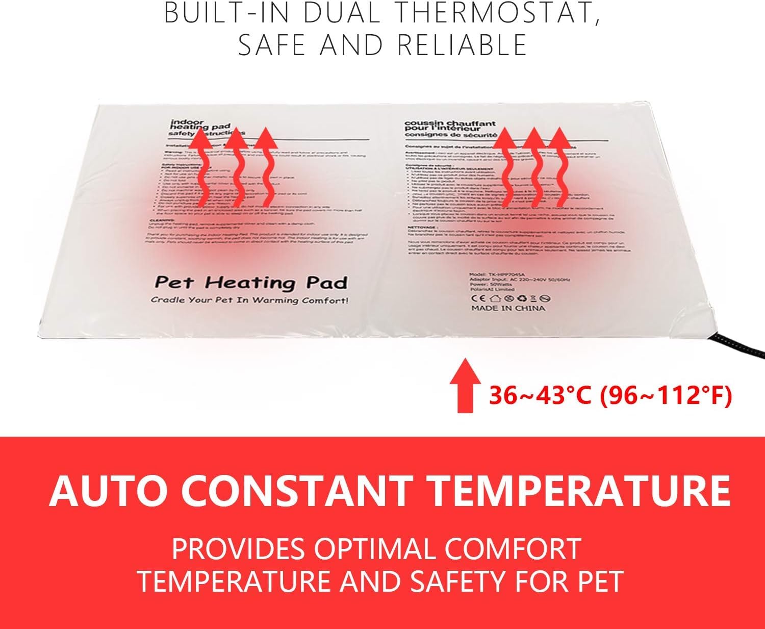 Outdoor Pet Heating Pad For Cats, Pet Heating Pad For Cats Outside, Waterproof Cat Warming Pad, Heated Cat Dog Bed Electric Heat