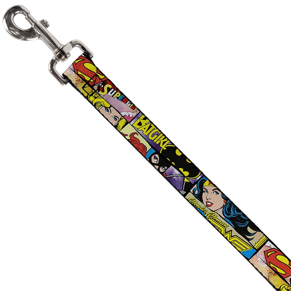Buckle-Down Pet Leash - Superheroines Wonder Woman/Supergirl/Batgirl - 4 Feet Long - 1' Wide