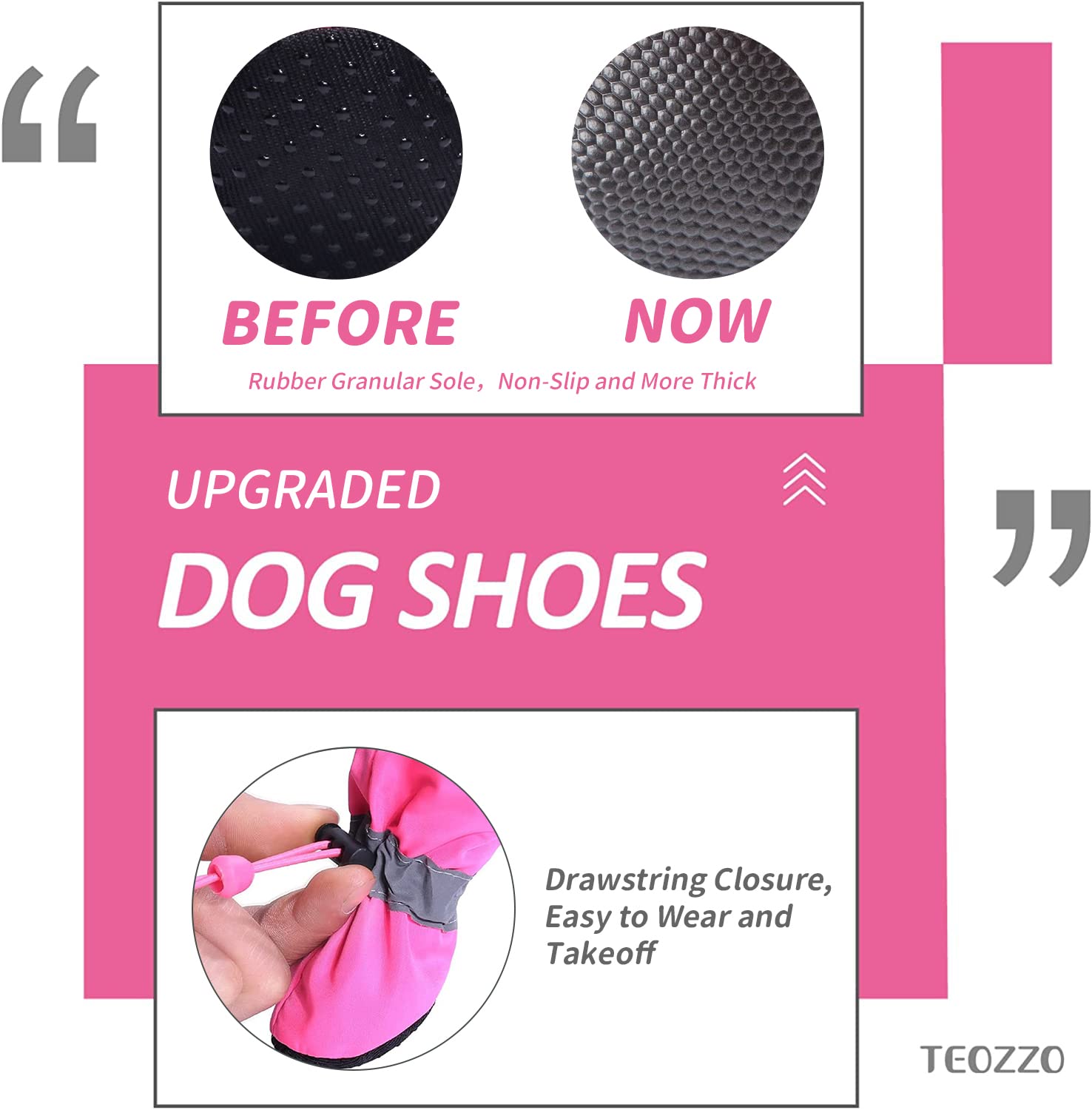 Teozzo Dog Snow Boots Dog Shoes For Small Medium Size Dogs Booties Paw Protector Warm Pet Boots For Puppies 4Pcs